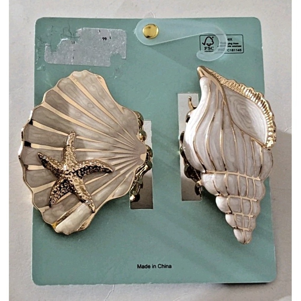 Piper K Seashell Concha Starfish Clam Shell Hair Claws Claw Clip Set Of 2 Clips - Picture 3 of 5